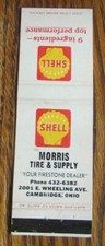 MORRIS SHELL GAS STATION MATCHBOOK MATCHCOVER: CAMBRIDGE, OHIO -E20