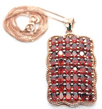 FIRE Red Vermelho GARNET PENDANT 10.00CT Oval 18k Rose Gold Ovr S/S w/18" CH
