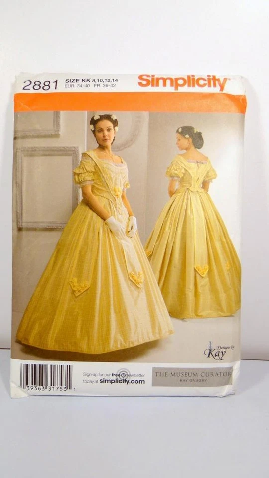 Simplicity 2881 Victorian Civil War Era Dress Gown Pattern Uncut Size 8 10 12 14 - Image 4 of 4