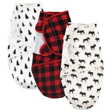 Hudson Baby Infant Boy Quilted Cotton Swaddle Wrap 3pk, Moose, 0-3 Months