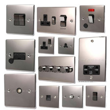BLACK CHROME LIGHT SWITCHES, SOCKETS, DIMMERS, 20% MIXED ITEM DISCOUNT!