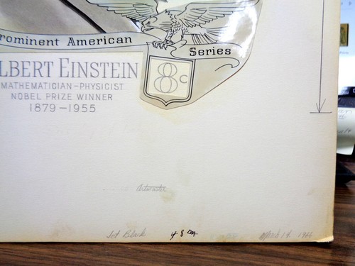 ARTMASTER'S PRELIMINARY CACHET ARTWORK US #1285 EINSTEIN METAL ENGRAVED PLATE - Picture 8 of 9