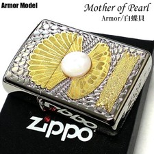 Zippo Armor Case Mother Of Pearl Etching Processing Silver Gold White Japan