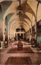 Vinoy Park Hotel Main Lobby St Petersburg FL Hand Colored Albertype Vtg Postcard