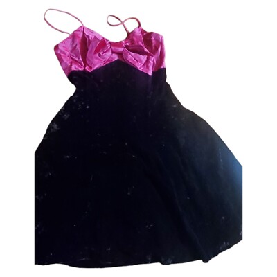 black velvet dress with pink bow Sherri Hill Couture Black Fuchsia Velvet Pageant Gown 44729