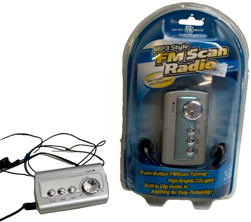MP 3 Style FM Scan Radio and Pocket Size Scanner Lot Of 2 one New in Box