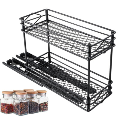 Gewürzregal Ausziehbar, 2 Etagen Spülschrank Organizer, Spice Rack Für Küche