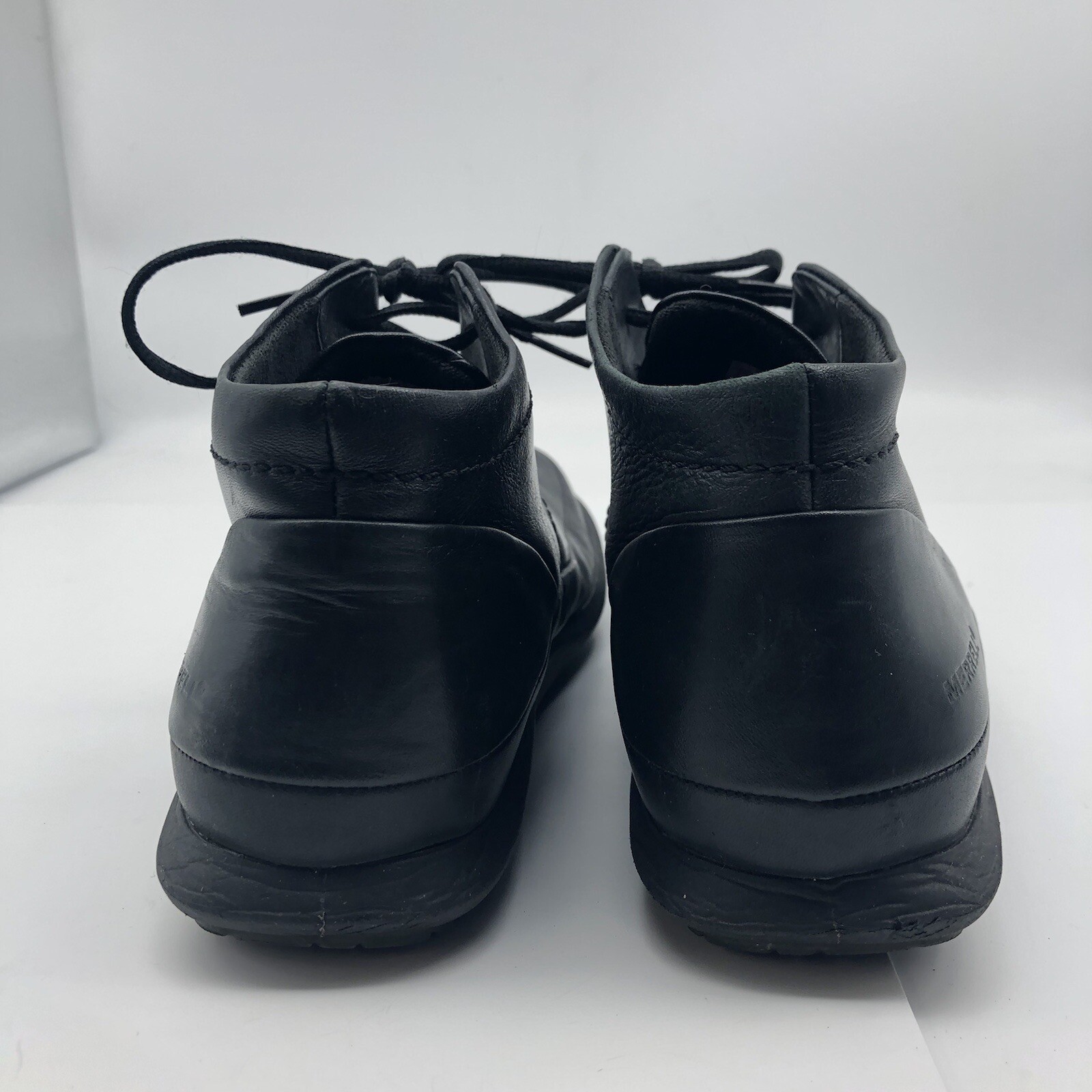 Merrell Quest Vale Black leather sz 7 lace up ankle bootie comfort walking shoe