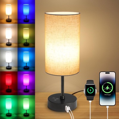 Ascher RGB Table Lamp Color Changing - 3 Color Temperatures and Stepless Dimm...