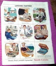 1956 Smith-Corona Type Writer Print Ad 10.5 x 13.75