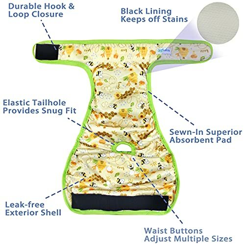 Leekalos Reusable Washable Dog Diapers Female (3 Assorted Sizes , Colors - Picture 27 of 48