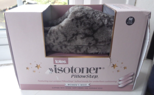 Totes Isotoner Pillowstep GREY MEDIUM Women's Mules Slippers UK 5-6 NEW - Foto 1 di 1