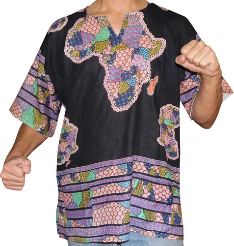 Mens Africa Print Dashiki Shirt 100% Cotton by American Dashiki - Picture 10 of 29
