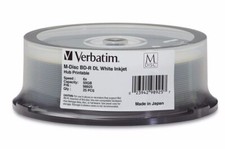 NEW VERBATIM BD-R DL 50GB 6X White Inkjet Hub Printable 50 pk Spindle 98925
