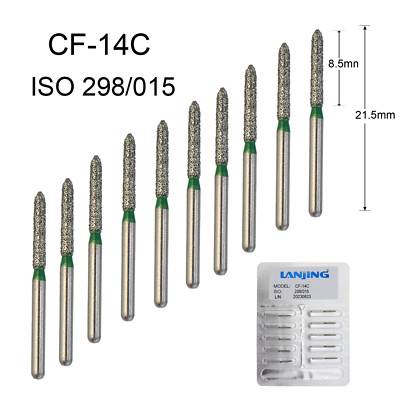Dental Burs Diamond CF-14C FG Chamfur Coarse High Speed Bur Green ISO 298/016
