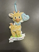 Giraffe Baby Boy Personalized Christmas Ornament