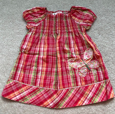Vintage Baby Gap Gingham Plaid Butterfly Smocked Bodice Dress 3/6 months EUC