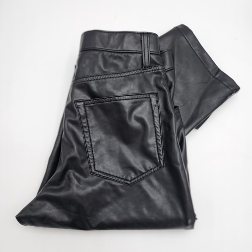 Abercrombie & Fitch Women 90’s Straight Ultra High Black Vegan Leather Pant READ