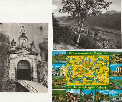 85/102 AK BAD SCHANDAU BLICK ZUR ELBE + FESTUNG KÖNIGSTEIN + DAS ROMAN.MAINTAL  