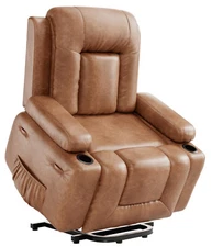 Oversized Faux Leather Power Lift Recliner Chair for Elderly Heat and Massage
