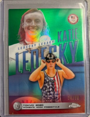 2024 Topps Chrome US Olympic Katie Ledecky Legacy Green Refractor RC #d 34/99 SP
