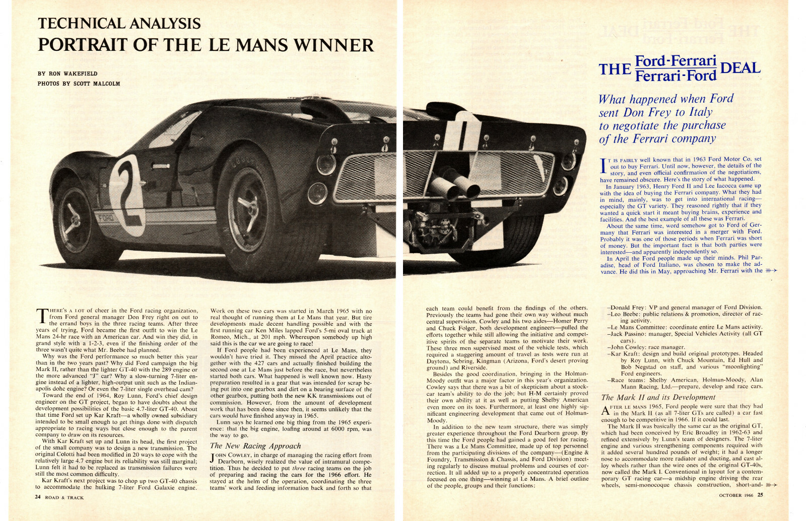 1966 FORD GT40 - PORTRAIT OF A LE MANS WINNER ~ ORIGINAL 9-PAGE ARTICLE / AD