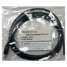 5 Pack of 3021017-10 USB Cable USB Type A Plug Stripped End 3.05 m 10 ft USB 2.0