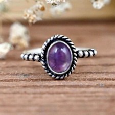 Amazing Amethyst Gemstone 925 Sterling Silver Best Ring For Boho Gift D-13