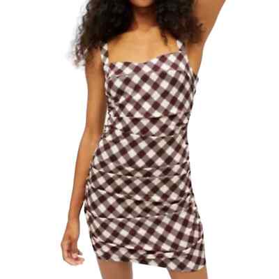 brown gingham dress urban outfitters 'Katerina' Dress L