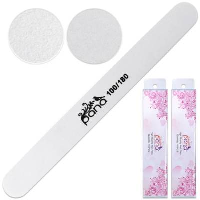 20pcs Pana Professional Round White Nail Files Double Sided Grit 100/180