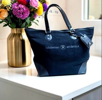 Vintage Lululemon Athletica Softbody Travel Tote Black Fleece Gym Yoga Carryall
