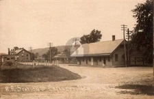 Newtown CT Railroad Train Station Borden Creamery 1910s RPPC Postcard COPY