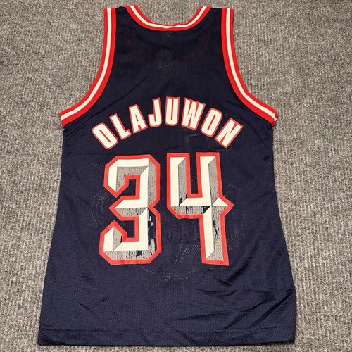 Houston Rockets 90s #34 Hakeem Olajuwon (plastic print) Champion jersey NBA Sz36