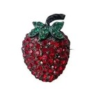 WEISS Unsigned Ruby & Emerald Rhinestone Crystals Strawberry Pin & Clip Earrings — photo 10