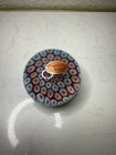 Vintage Murano Millefiore Paperweight Red White Blue