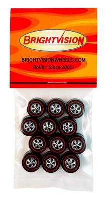 12 Brightvision Redline Wheels   12 Large Hong Kong Bearing Style Bright Chrome