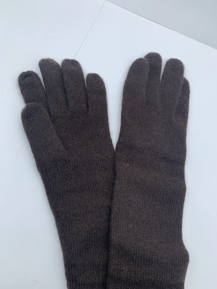 NWT Portolano Women's 100% Cashmere Elbow Length Glove Women's Dark Brown Knit - Image 4 of 4