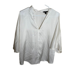 Banana Republic Blouse Women's Small V-Neck Short Sleeve Satin Sheer Shirt Top