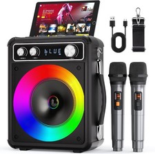 VOSOCO Karaoke Machine, Portable Bluetooth Karaoke Speaker with 2 Wireless Micro