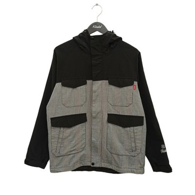 Stussy sham parka glen check mountain parka black gray size: SizeM