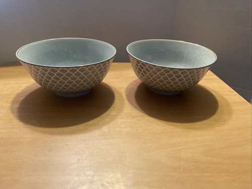 Certified International Gray Embossed 6" Porcelain Cereal Soup Bowls Set of 2 - Picture 4 of 4