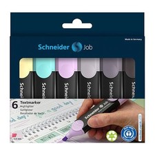 Schneider Job Pastel Highlighter Chisel Rectangular 6/Pk Assorted School Office