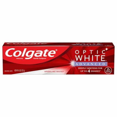 Zahnpasta, Colgate, Optic White Advanced, Strahlend Weiß, Intensiv Zahnaufhellun