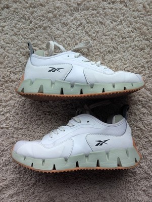 Reebok Women's Zig Dynamica White Green Athletic Sneakers Size 8.5