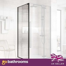 900mm black-framed glass shower side panel for modern bathrooms 8mm Easy Clean