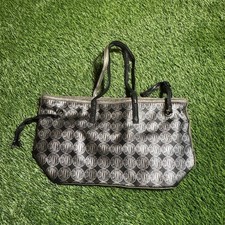 DKNY Large Shoulder Bag Black White Signature Logo Pattern Coated Canvas