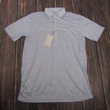Collars  Co Polo Shirt Mens Large Blue Check Dress Collar Golf Performance Top