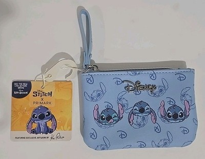 New Disney Primark Stitch Coin Purse Pouch with Zipper Wallet Blue