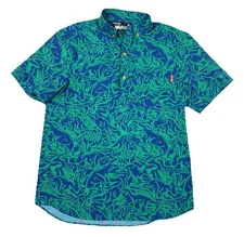 Chubbies Weekend Wear Short Sleeve Popover Shirt Dinosaur Print Men’s M Blue