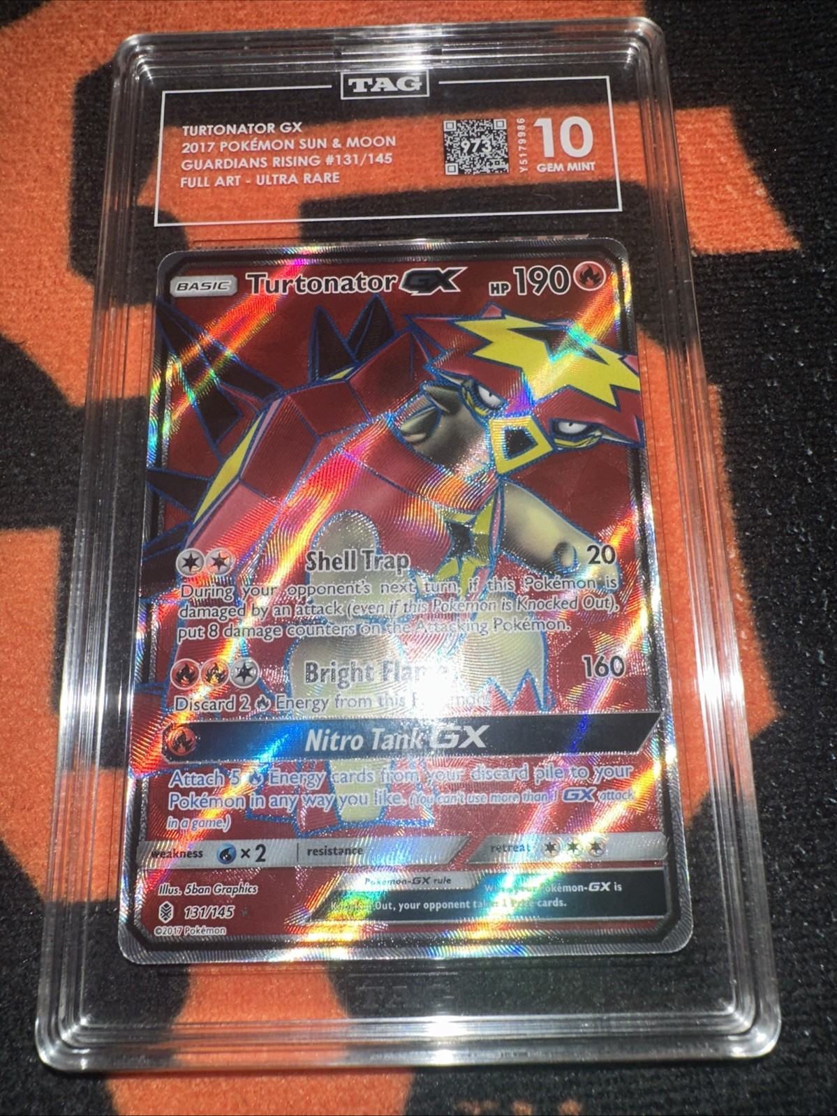 Pokémon TCG Turtonator GX Guardians Rising Holo Ultra Rare Card 18/145 TAG 10